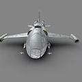 Silver Fighter Jet 3D Model With Yellow Stripes And Detailed Cockpit