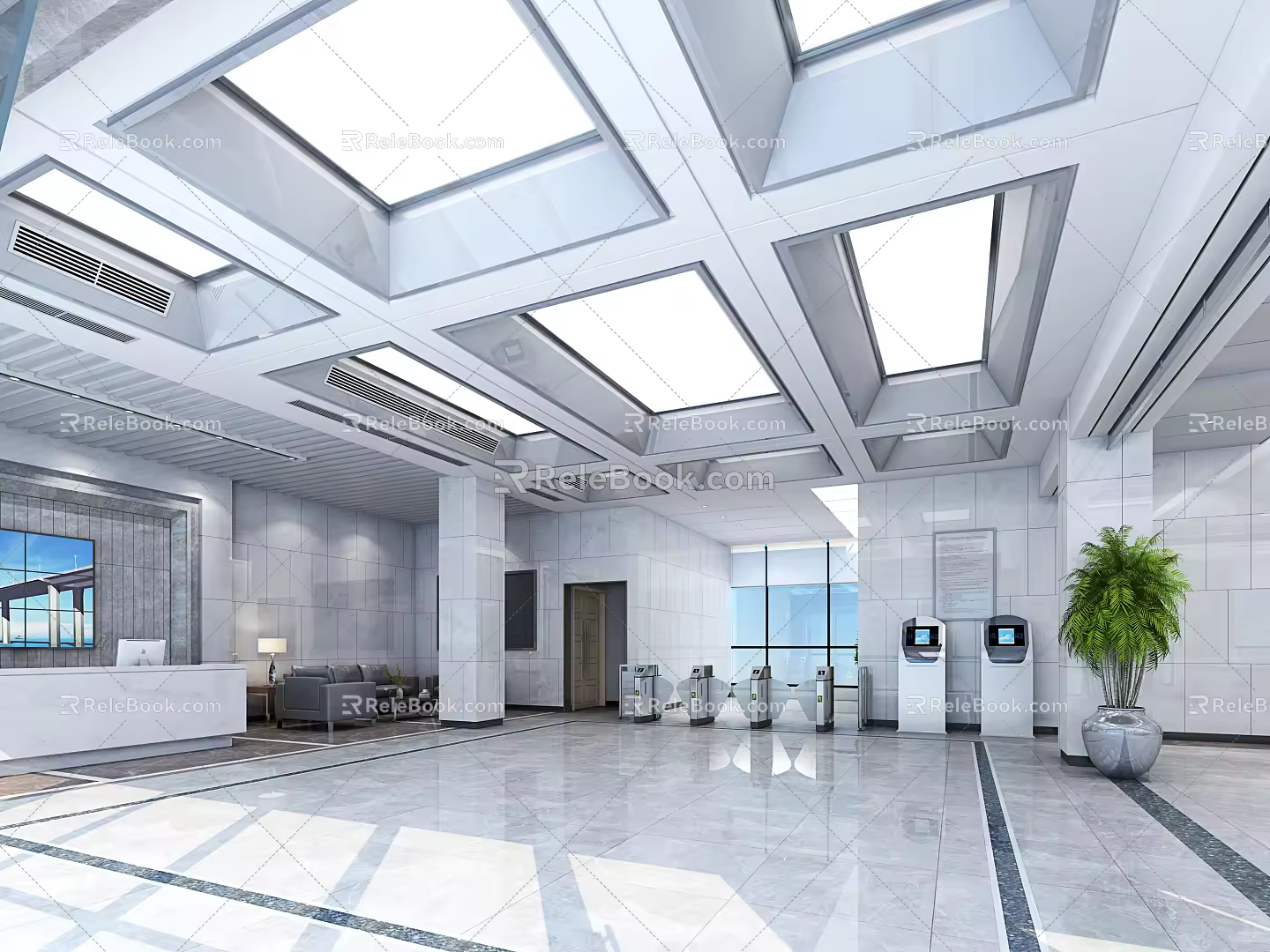 Modern Hall Public Security Bureau Certificate Hall 3d model