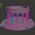 Detailed Circular Stone Architectural Structure With Multiple Columns And Steps On Pedestal 3d model