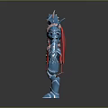 Fantasy Armored Character With Blue Red Armor And Horned