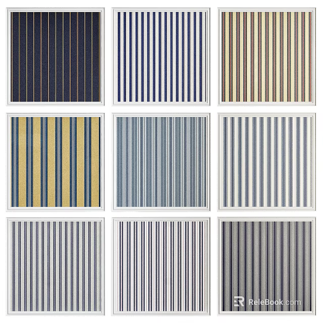 Colorful Vertical Striped Wall Patterns With Various Color Designs For Interior Decor 3d model 