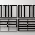 Black Frame Window And Bookshelf Wall Mounted Combination Design Structures 3d model