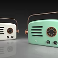 Retro Radio Speakers in White and Mint Green with Copper Handle and Vintage Design
