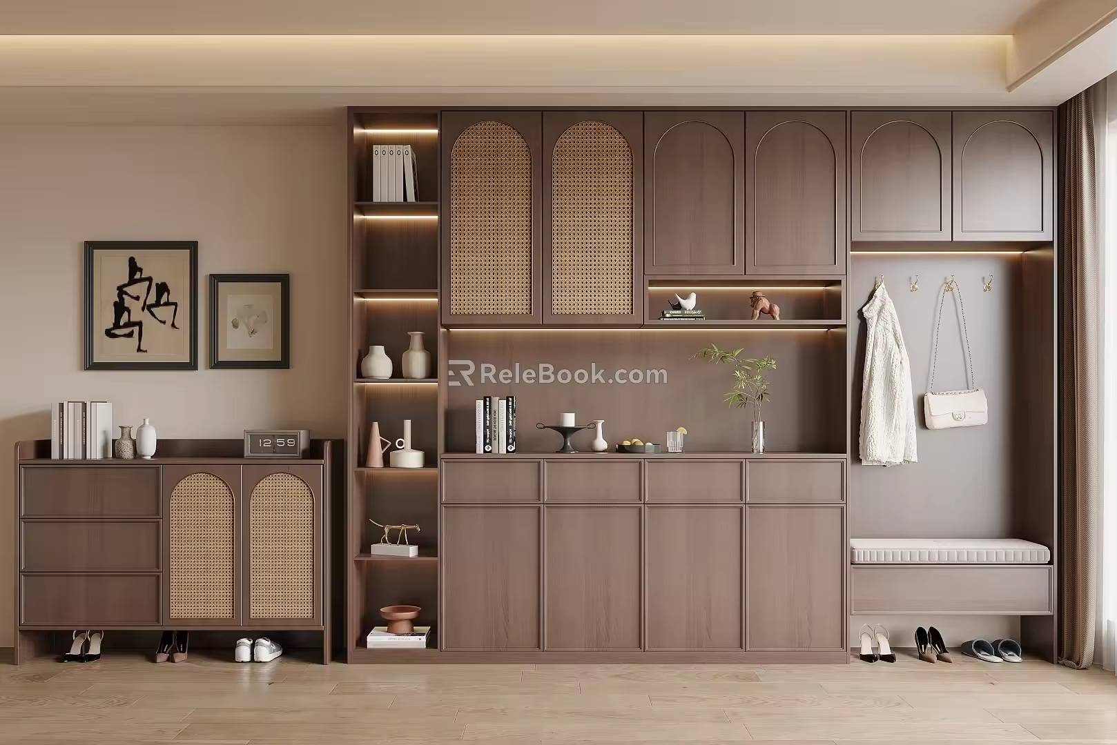 Middle style shoe cabinet 3d model