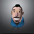 Cartoon Character With Bun Hairstyle Yellow Round Glasses And Blue Hoodie