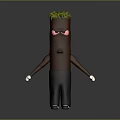 Anthropomorphic Creature With Brown Body Green Leafy Top Striped Pants White Gloves And Angry Expression