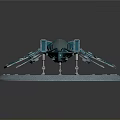Futuristic Teal Mechanical Structure With Multiple Wing like Components And Circular Base