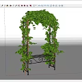Lush Green Decorative Vines Covered Garden Archway With Metal Bench Underneath