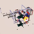 Industrial Mechanical System Featuring Metal Frame Pipes Valves Motors And Components