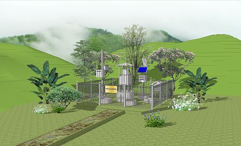 Ecological monitoring station Modern monitoring equipment 3d model