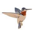 Hummingbird Metal Decorative Ornament With Blue Wings White Body And Orange Chest