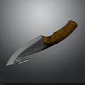 Tactical Weapon Knife With Blue Stainless Steel Blade And Wooden Handle Design