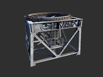 Industrial Factory Metal Frame Structure With Chain And Cage Components 3d model