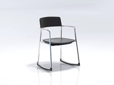 Modern Black Leisure Chair With Chrome Metal Frame And Armrests In Minimalist Design 3d model