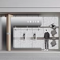 Modern Trendy Brand Men's Clothing Store Window Display Window Meichen Dupont Paper Light Box Partition Cantilever Partition Wall Stylist Wall Stone Dead Branch Landscape Door Head Facade Signs 3d model