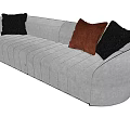Comfortable Modern Gray Upholstered Sectional Sofa With Black And Brown Pillows 3d model