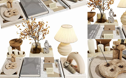Modern Interior Decoration suit Books Book Ornaments Table Lamp Ornaments Bedside Ornaments 3d model