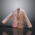 Tailored Plaid Blazer With Notched Lapel Single Button And Pockets On Gray Background With Reflection