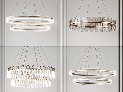 Modern Chandelier Designs Featuring Circular Rings And Decorative Patterns For Home Interior Lighting 3d model