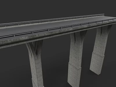 Concrete Highway Bridge Structure With Multiple Support Piers And Flat Deck 3d model
