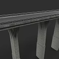 Concrete Highway Bridge Structure With Multiple Support Piers And Flat Deck 3d model