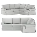 Modern L shaped Sectional Sofa with Light Gray Fabric and Comfortable Seats 3d model