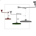 Modern Pendant Lights With Red Green Silver Disc Shapes And Minimalist Hanging Design