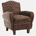 Three Different Brown Leather Armchairs with Tufted Studded Details and Wingback Styles