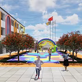 Modern Kindergarten Architecture School Architecture Landscape Campus Landscape Primary and Secondary School Architecture Primary School Architecture Teaching Building Education Building 3d model