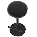 Modern Black Bar Stool With Circular Seat And Sturdy Metal Base Footrest