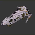 White Sci Fi Spaceship Model With Detailed Cockpit Orange Blue Accents And Wings