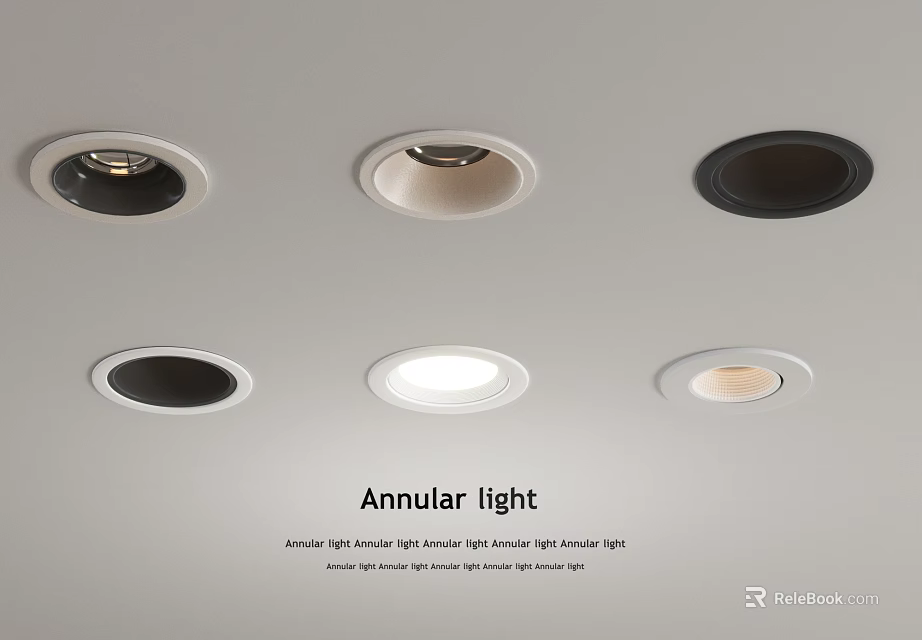 Modern Downlights and Spotlights for Ceiling Interior Illumination with Warm White Lighting 3d model 