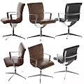 Modern Leather Table Chair Set With Brown Black Colors And Metal Frame Design