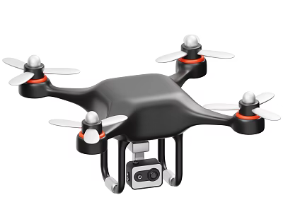 Smart Machine Quadcopter Drone with Black Body Four Propellers Camera and Landing Gear 3d model