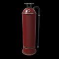 Red Fire Extinguisher With Hose And Safety Instruction Label For Emergency Use