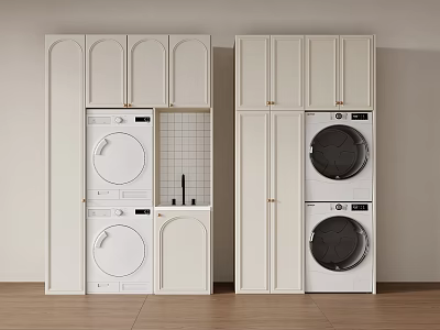 Modern Laundry Room Design With White Cabinets Washing Machine And Dryer 3d model