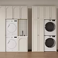 Modern Laundry Room Design With White Cabinets Washing Machine And Dryer