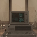 Old-fashioned computer desk 80 s computer old-fashioned computer old-fashioned study 3d model