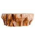 Natural Wood Tree Stump Dining Table With Rustic Texture And Organic Shape