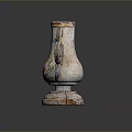 Vintage Vase Shaped Sculpture With Hand Painted Flowers And Curved Handle Base