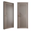 Stylish Hinged Doors With Geometric Pattern Glass And Golden Handles In Neutral Gray