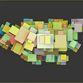 Colorful Small House Models Stacked Together With Vibrant Colors And Various Shapes
