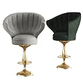 Modern Massage Chairs With Scalloped Backrest Gray And Dark Green Golden Pedestal Base