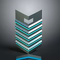 Futuristic Tactical Weapon Featuring Layered Metallic Design With Blue Accent Lines