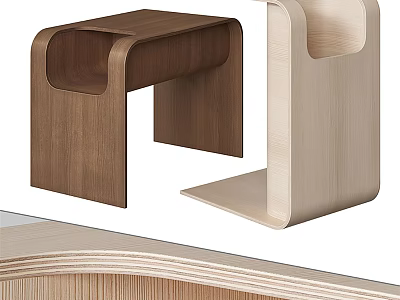 Modern Minimalist Wooden Side Tables Dark and Light Tones with Smooth Lines for Living Room 3d model