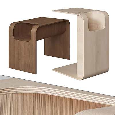 Modern Minimalist Wooden Side Tables Dark and Light Tones with Smooth Lines for Living Room 3d model