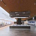Museum Exhibition Hall With Display Cabinets Exhibits And Wooden Ceiling Design
