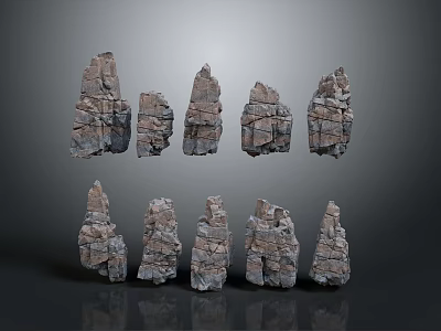 Natural Stone Blocks With Various Shapes And Textures For Decorative Landscaping And Garden Design 3d model