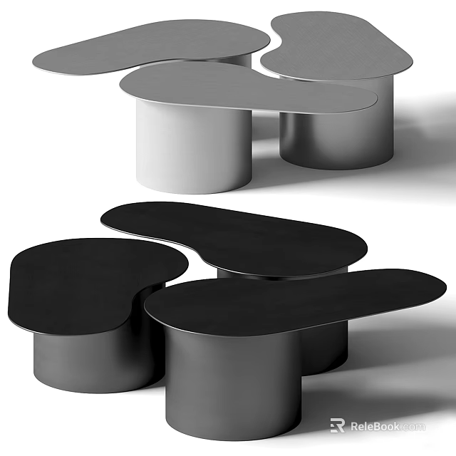 Modern Coffee Table With Unique Irregular Shape And Black Gray Sleek Surface Design 3d model 