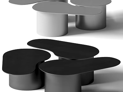Modern Coffee Table With Unique Irregular Shape And Black Gray Sleek Surface Design 3d model